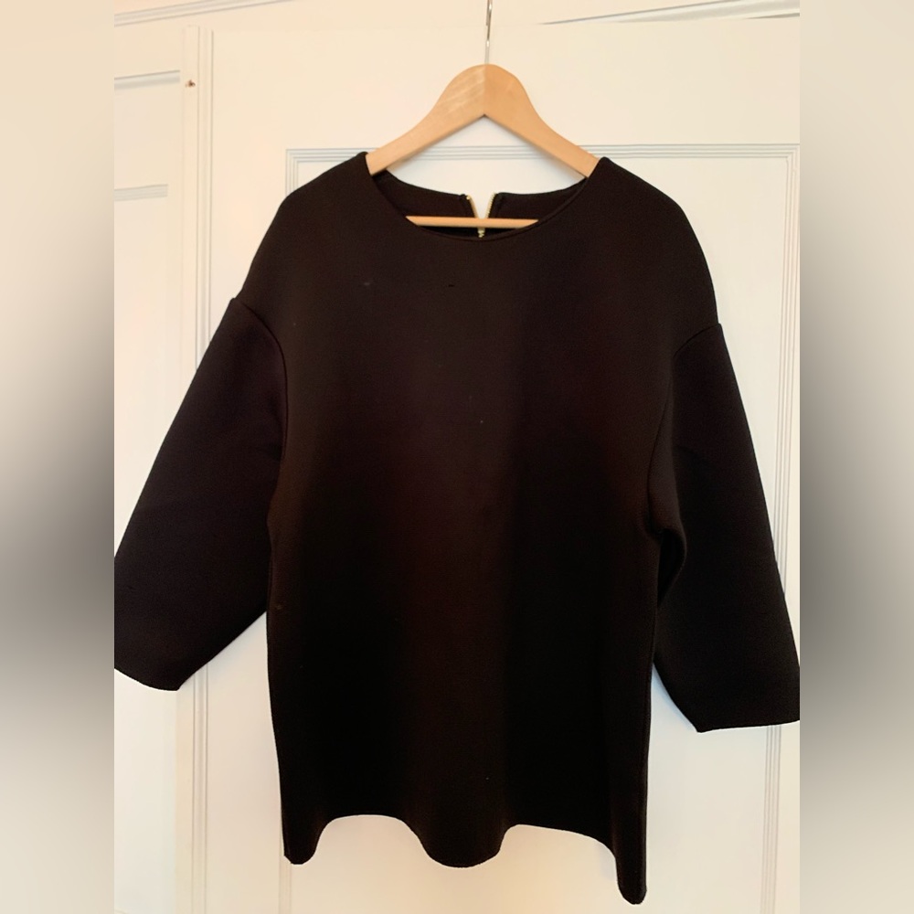 ZARA black scuba/nylon blend ling-sleeved top :: size M/L